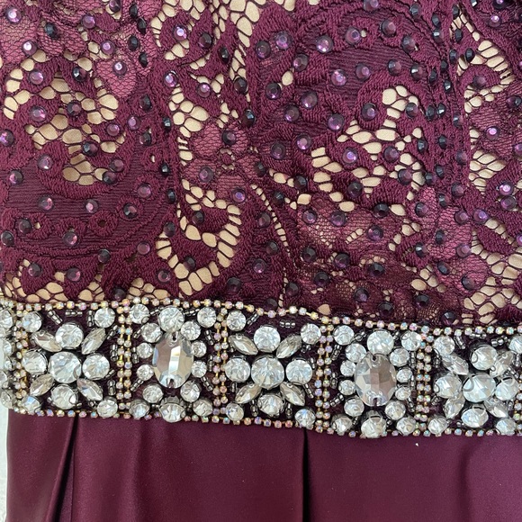 Jovani Wine Colored Satin Ballgown - Picture 5 of 10